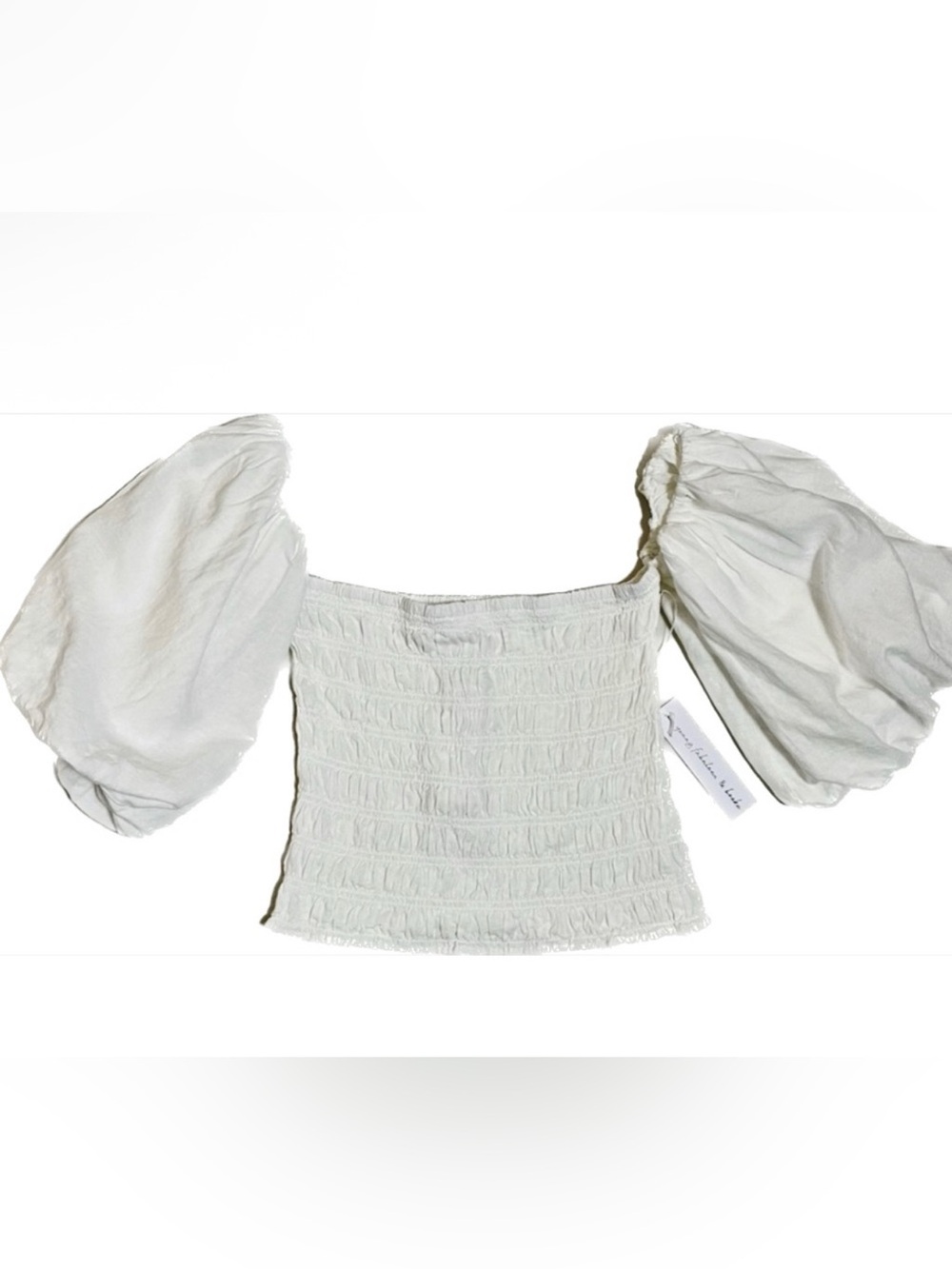 NWT Young Fabulous & Broke Yatch Off-Shoulder Puff Sleeve Smocked Top Si…